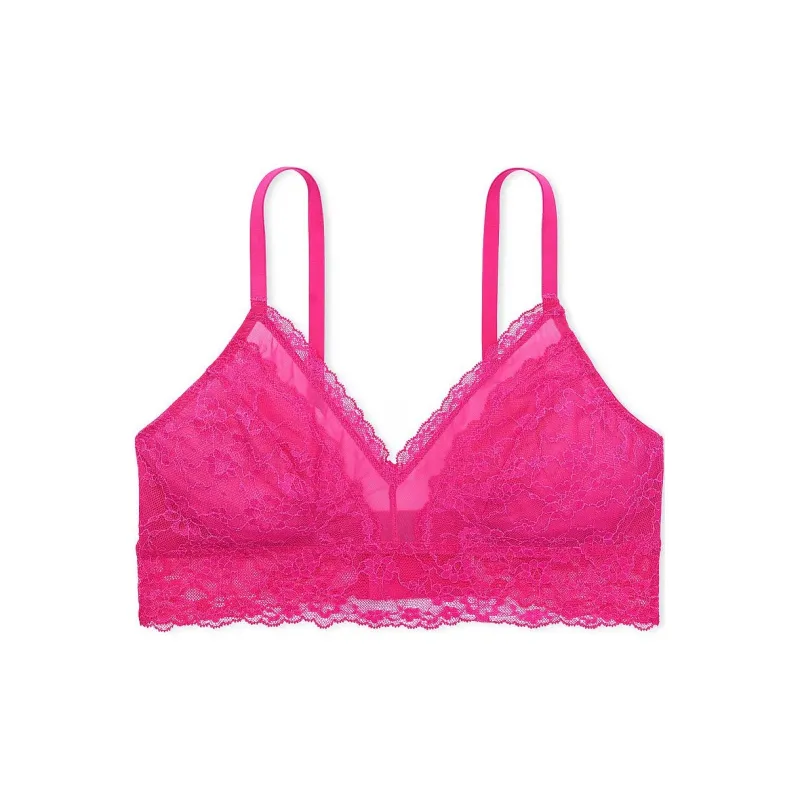 Victoria's Secret Lace Curvy Bralette / Forever Pink Bra Women's Rose Red-0