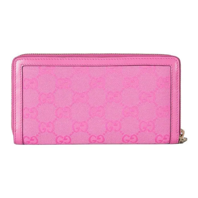 GUCCI Canvas With Leather Trim Wallet Women's Pink-2