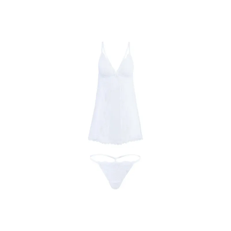 Victoria's Secret PINK ADORE ME Dixi Babydoll + Panty Set / White Underwear Set Women's White-0