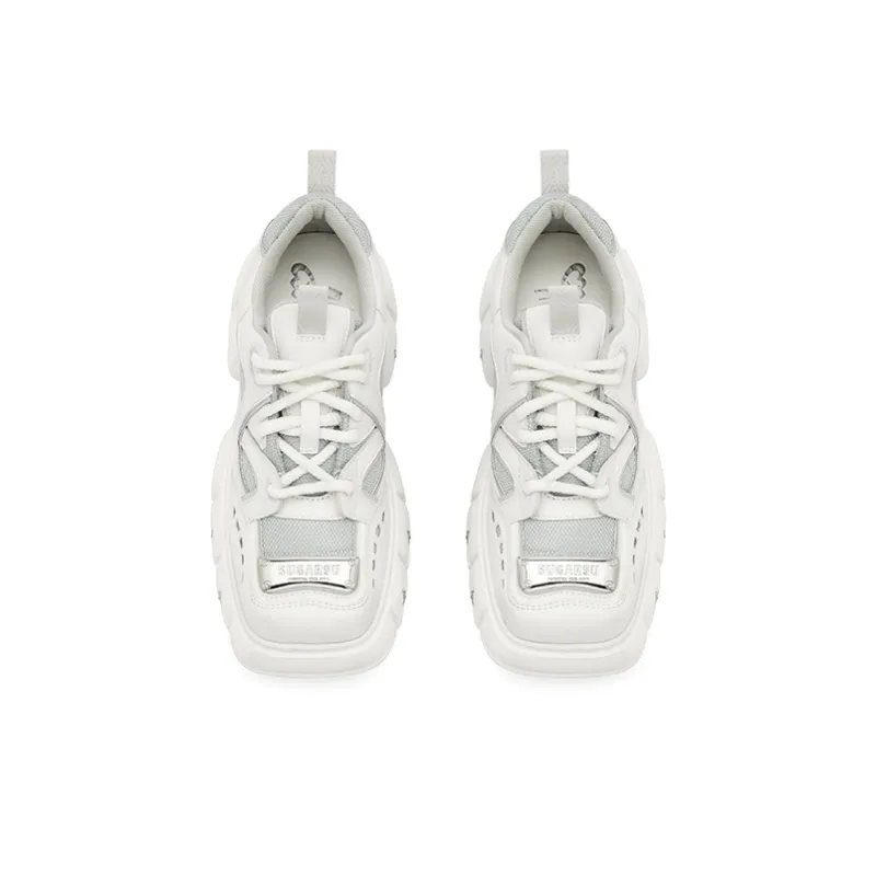 SUGARSU Anti Slip And Wear Resistant Height Increasing Low Top Skateboard Shoes Women's White-2