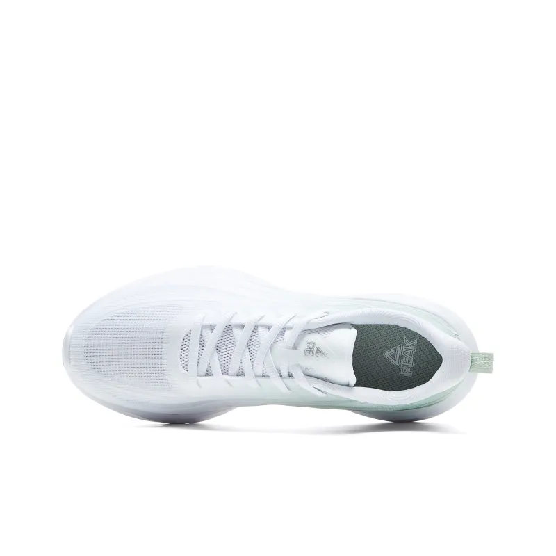 PEAK Cushioning Abrasion Resistant Breathable Slip Resistant Low Top Running Shoes Women's Large White Sprout Green-3
