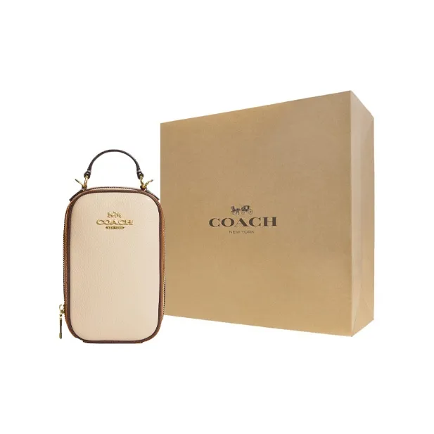 COACH Eva Cow Leather Shoulder Bag Crossbody Bag Mini Ivory White With Light Brown Accents-5
