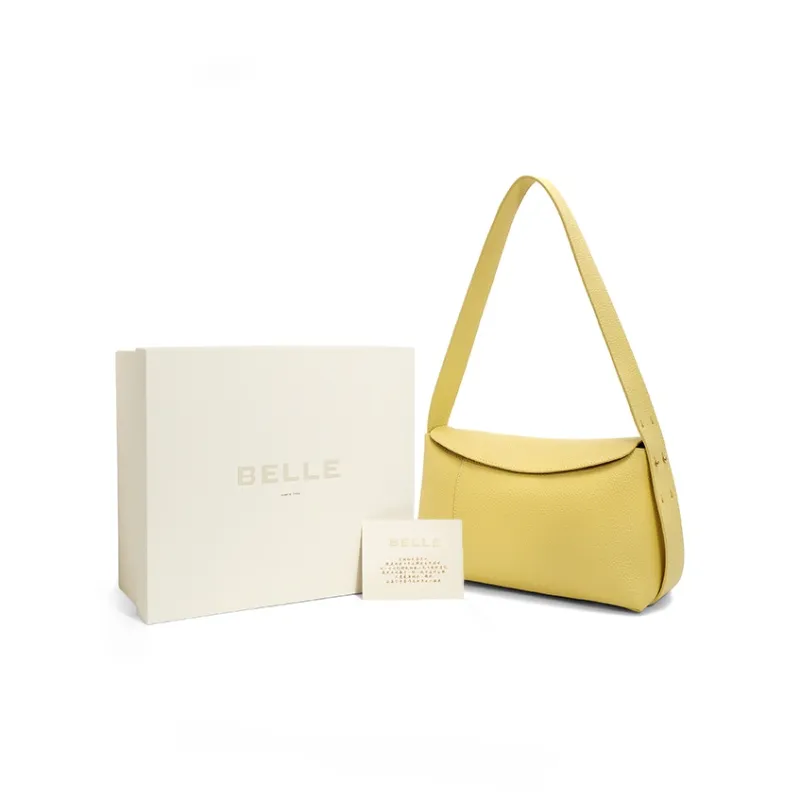 BELLE Top Grain Cow Leather Shoulder Bag Regular Women's Solid Color Plain-13