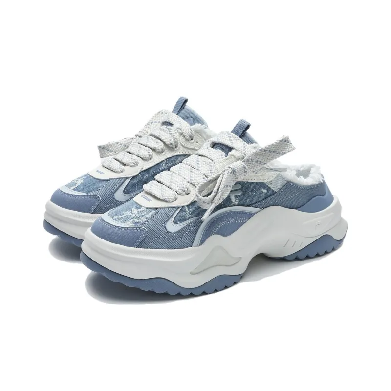 FILA FUSION BIANCO II Cushioning Anti Slip And Wear Resistant Height Increasing Low Top Casual Shoes Women's Blue White-2