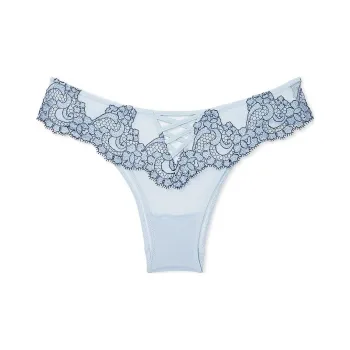 Victoria's Secret DREAM ANGELS Boho Floral Embroidery Brazilian Panty/P Underpants Women's Light Blue