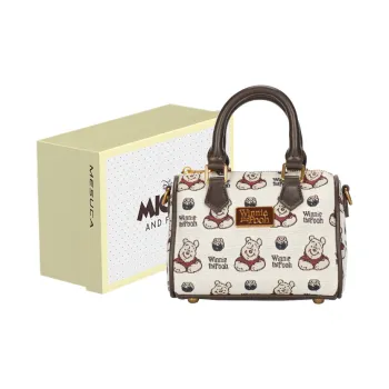 MESUCA Disney/Disney Canvas+PU Canvas Bag Shoulder Bag Handbag Small Size Unisex Ecru