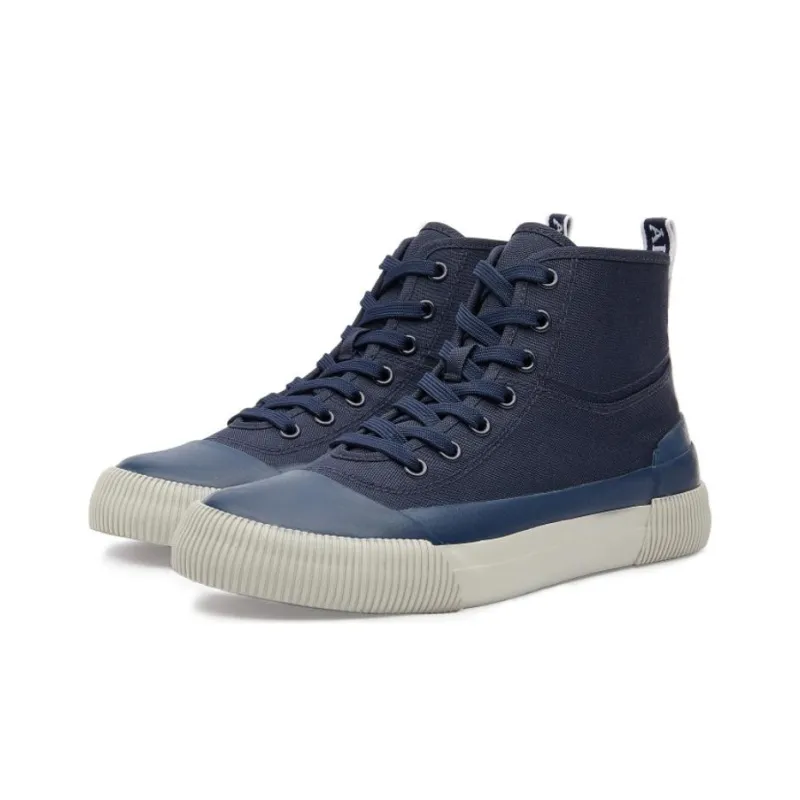 AIGLE Rubber Non slip Lightweight High Top Canvas Shoes Women's Marine Blue-1