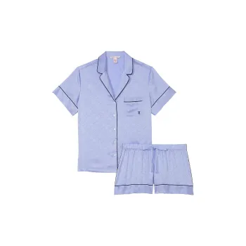 Victoria's Secret Satin Short Pajama Set/Blue Crescent Pajama Set Women's Blue