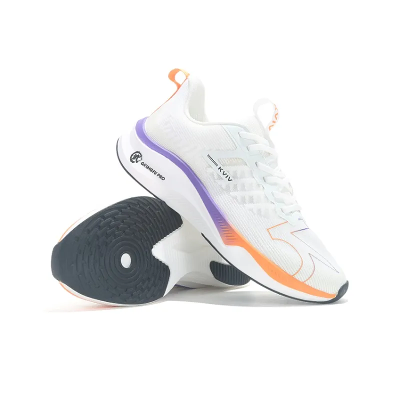 KVIV Cushioning Anti Slip And Wear Resistant Breathable Coverage Low Top Running Shoes Unisex White-5