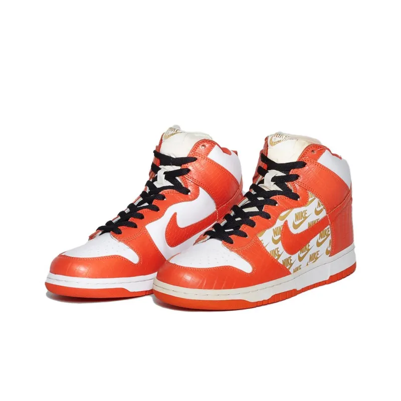 Supreme x Nike Dunk SB Slip-Resistant Mid-Top Skateboard Shoes Men's Orange-2