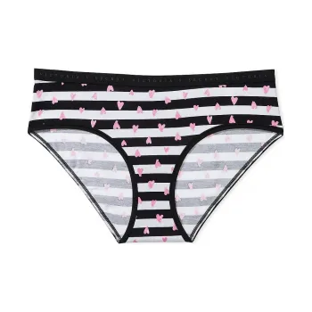 Victoria's Secret PINK/VICTORIA'SSECRET Stretch Cotton HiphuggerPanty Underpants Women's 1 Pack Black White Stripes