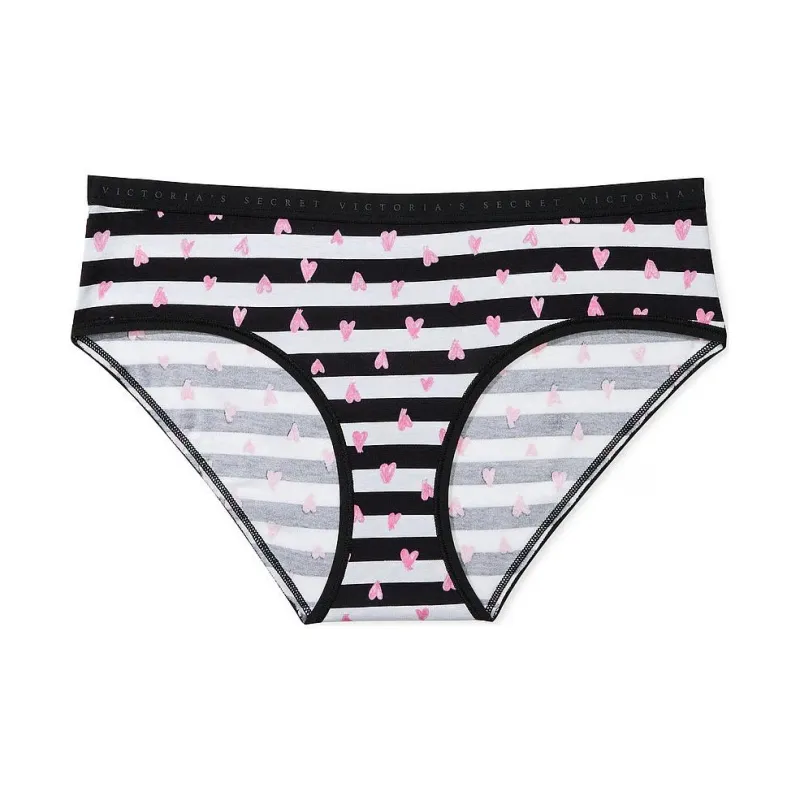 Victoria's Secret PINK/VICTORIA'SSECRET Stretch Cotton HiphuggerPanty Underpants Women's 1 Pack Black White Stripes-0