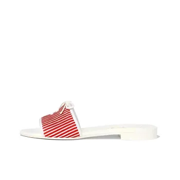 CHANEL Abrasion-Resistant Slide Slippers Women's Red White