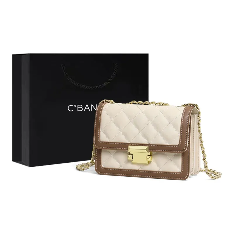 C°BANNER Cow Leather Underarm Small Square Bag, Shoulder Bag, Crossbody Bag Women's Ecru-5