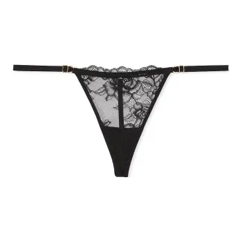 Victoria's Secret VERY SEXY Lace Adjustable V-String Panty Black Underpants Women's 1 Pack Black