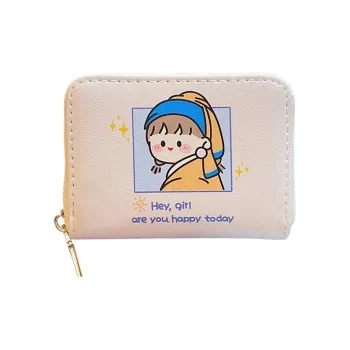 Rainbow Girl PU Coin Purse Unisex White/Pink