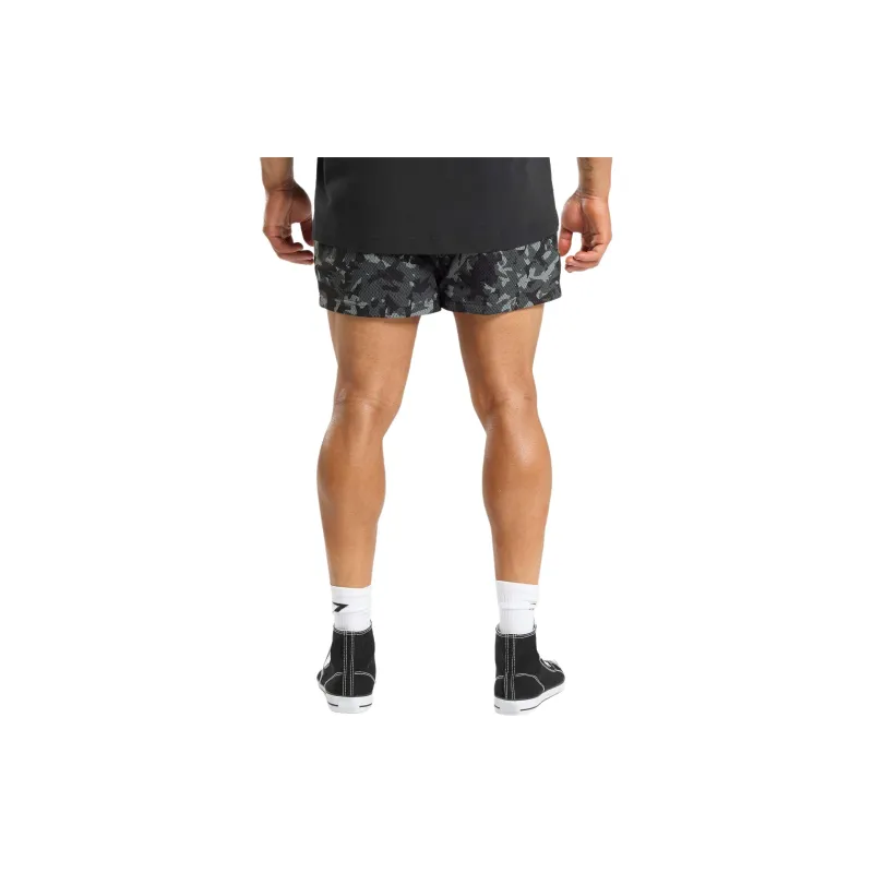 GYMSHARK PRINTED LIFTING MESH 5' SHORTS Casual Shorts Men's Black-1