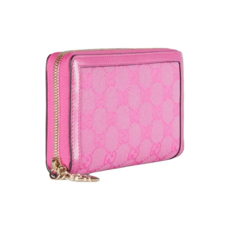 GUCCI Canvas With Leather Trim Wallet Women's Pink-1