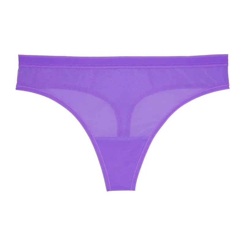 Victoria's Secret PINK CURVY COUTURE Sheer Mesh High-Cut Panty/NV Underpants Women's 1 Pack Purple-0