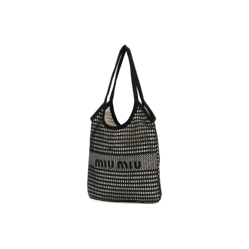 MIU MIU Yarn With Linen Handbag Women's Black-1