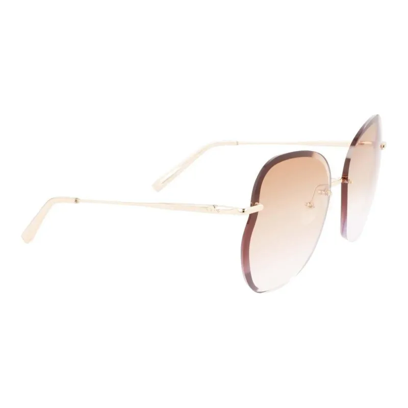 LONGCHAMP Metal Irregular Shape Sunglasses Women's Gold-2