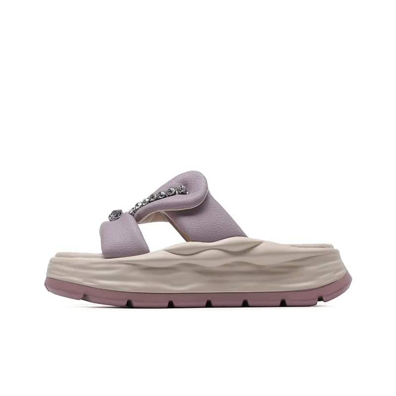 KEJIANNI PU Polyurethane Rhinestone Slip-Resistant Slide Slippers Women's-9