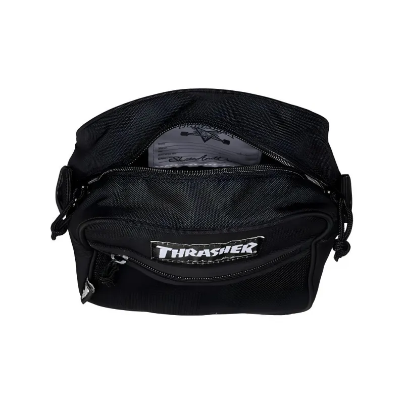 Thrasher Polyester Crossbody Bag Regular Unisex Black White-3