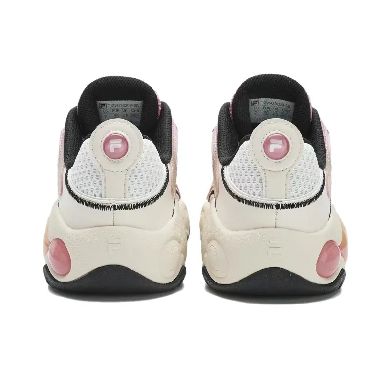 FILA FUSION Anti-Slip Wear-Resistant Low-Top Basketball Shoes Women's White Pink-3
