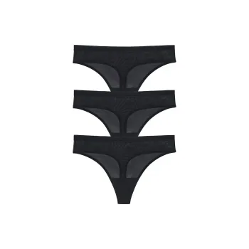 Victoria's Secret 3-Pack Sheer Mesh High-Cut Thong Panties / B Underpants Women's 3 Pack Black