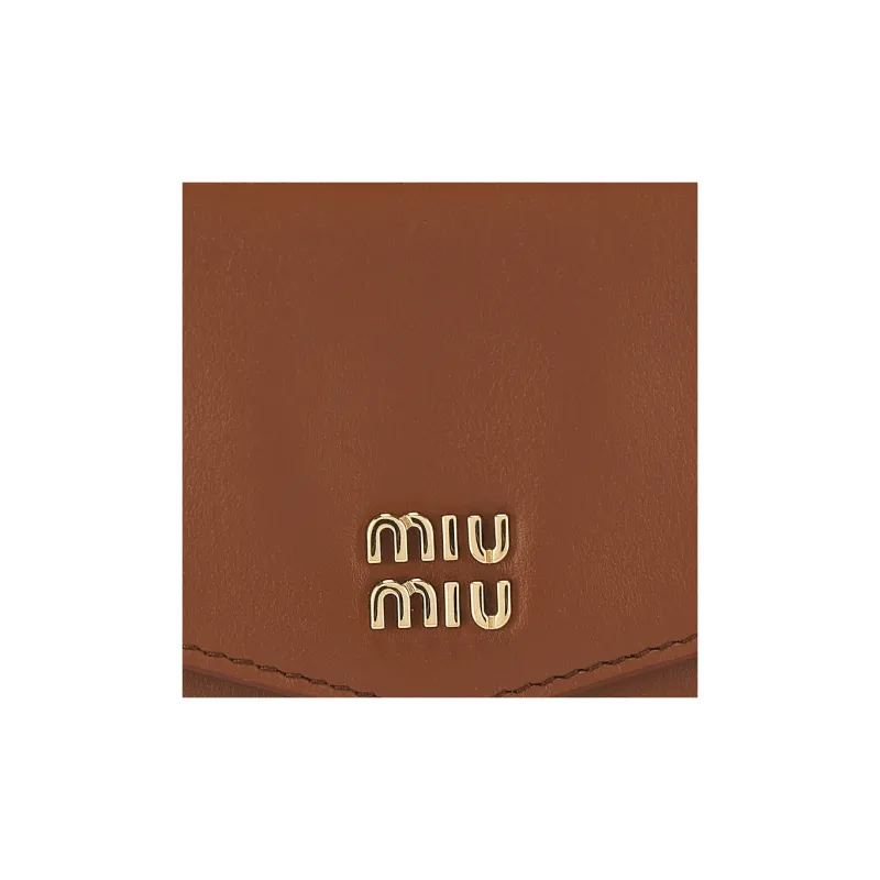 MIU MIU Smooth Leather Wallet Purse Women's Cognac Mixed Yellow-5