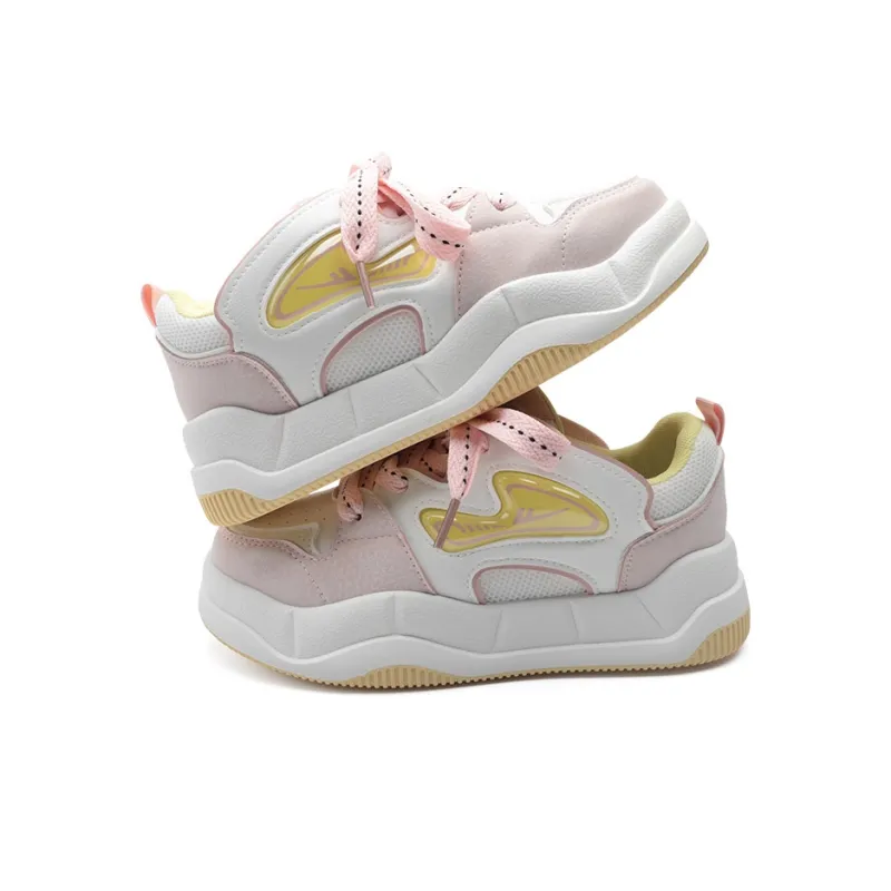 Warrior Wear Resistant Slip Resistant Low Top Skateboard Shoes Women's Beige Light Pink Red Yellow-6
