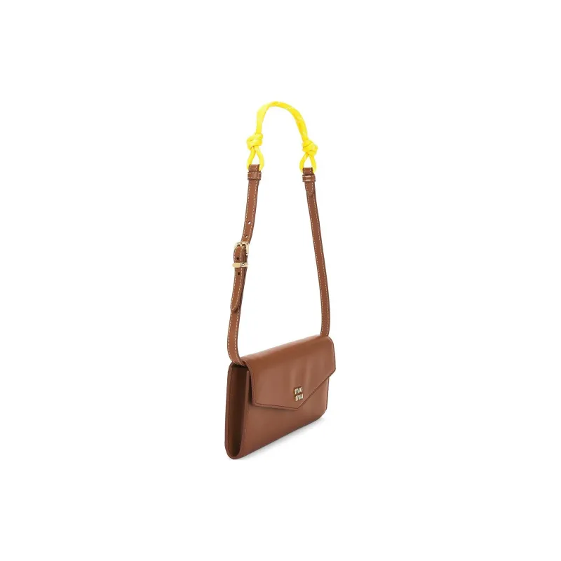 MIU MIU Smooth Leather Wallet Purse Women's Cognac Mixed Yellow-1