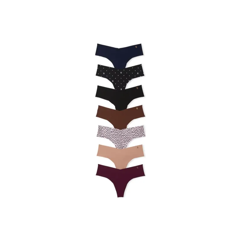 Victoria's Secret NEW! 5-Pack No-Show Thong Panties Underpants Women's 7 Pack Multicolor-0