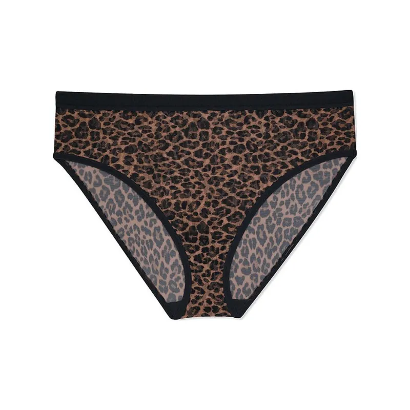 Victoria's Secret CURVY COUTURE Sheer Mesh High Cut Brief Panty Underpants Women's 1 Pack Brown-0