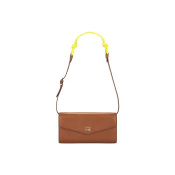 MIU MIU Smooth Leather Wallet Purse Women's Cognac Mixed Yellow