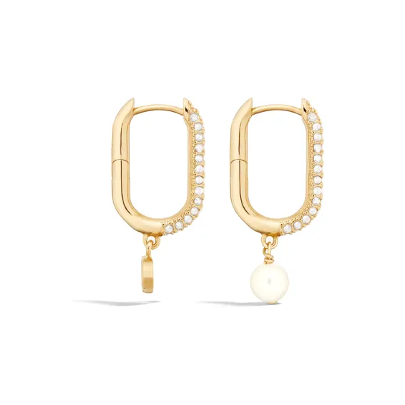 DIOR Metal, Crystal, Resin Pearl Earrings Women's Gold-2