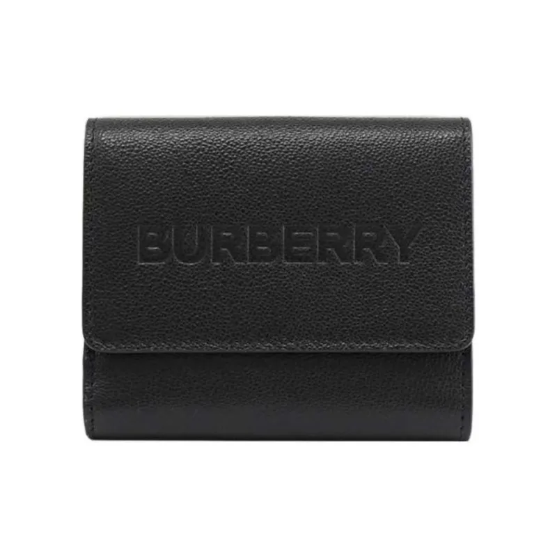 Burberry Leather Card Clip Wallets Regular Women's Black-2