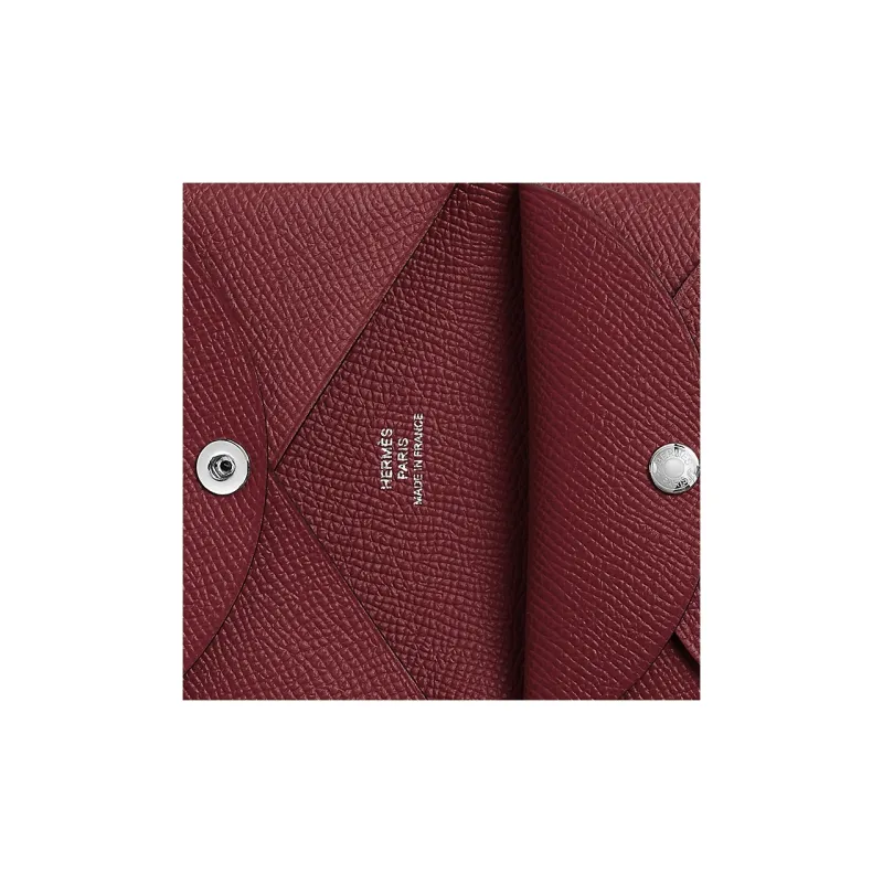 HERMES Calvi Duo Epsom Leather Card Holder Mini Women's 55 Rouge H Hermes Red-2