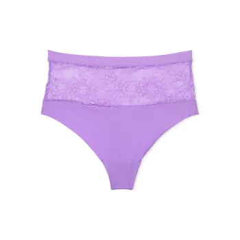 Victoria's Secret PINK NO-SHOW No-Show Lace High-Waist Thong Panty/Pe Underpants Women's 1 Pack Purple
