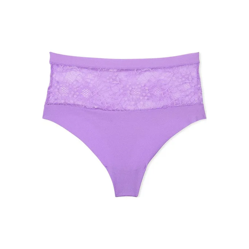 Victoria's Secret PINK NO-SHOW No-Show Lace High-Waist Thong Panty/Pe Underpants Women's 1 Pack Purple-0