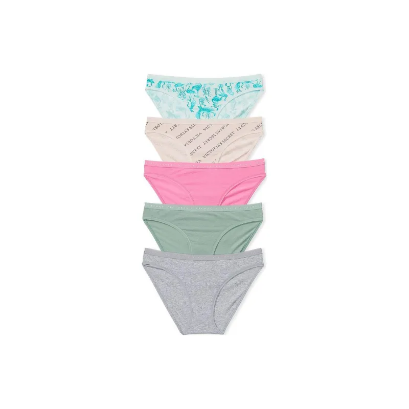 Victoria's Secret PINK VICTORIA'S SECRET 5-Pack Stretch Cotton Bik Panties/PM Underpants Women's 5 Pack Multicolor-0
