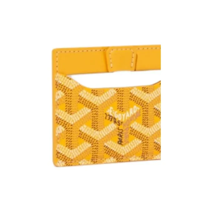GOYARD Canvas With Calfskin Card Holder Unisex Yellow-3