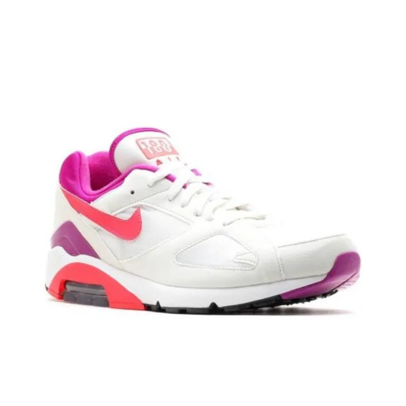 Nike Air Max 180 Cushioning, Wear Resistant Low Top Running Shoes Men's White Red-2
