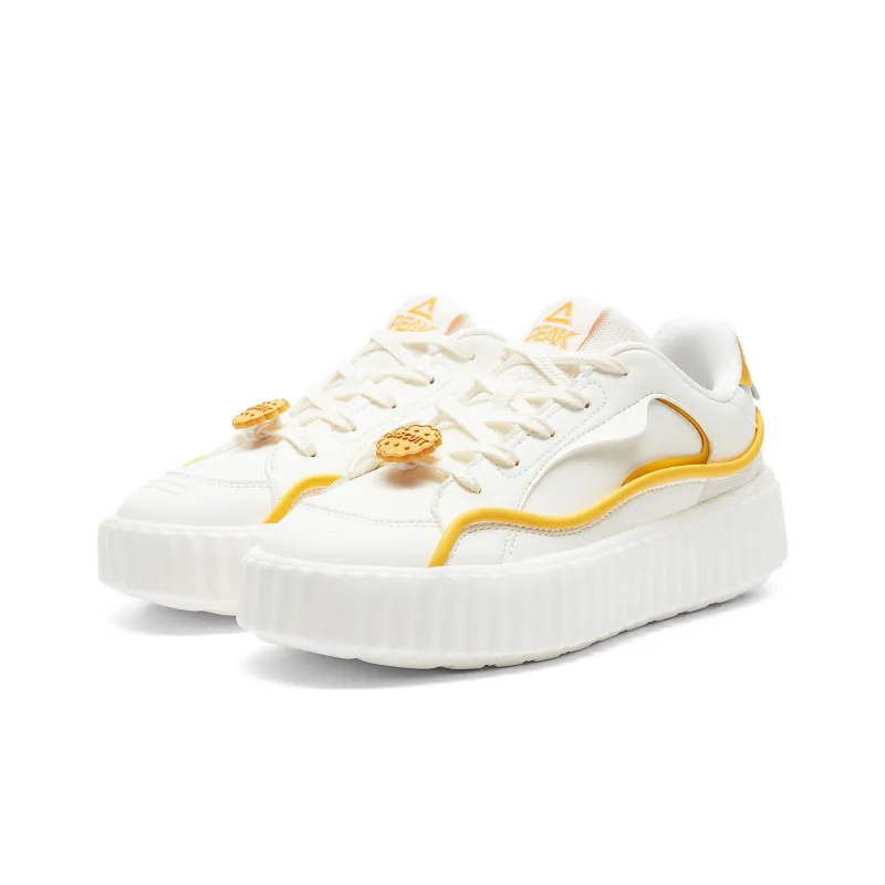 PEAK Cushioned Wear Resistant Breathable Slip Resistant Low Top Casual Shoes Women's Beige White Yellow-2