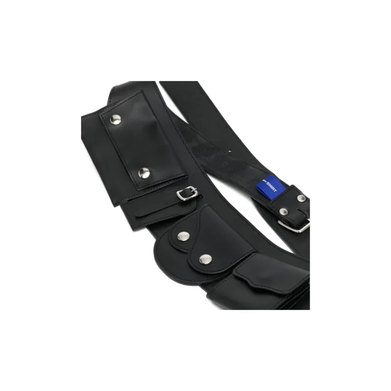 CDG Perforated Detail Pin Buckle Leather Belts Men's Black-2