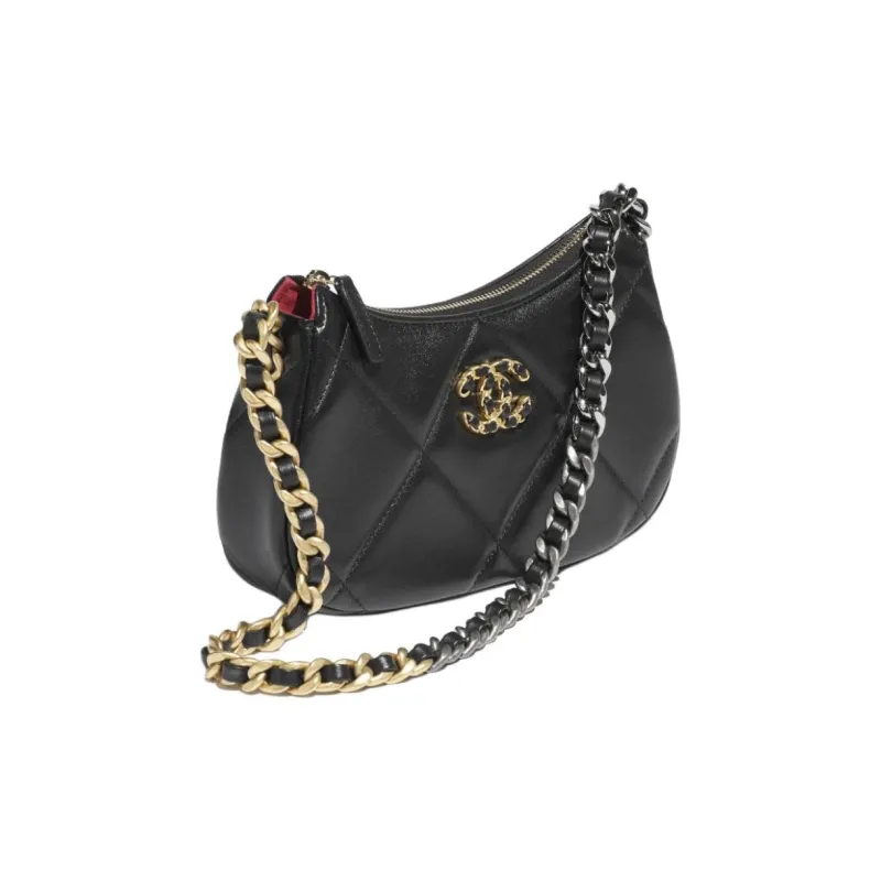 CHANEL Bright Color Lambskin Crossbody Bag, Shoulder Bag Unisex Black-2