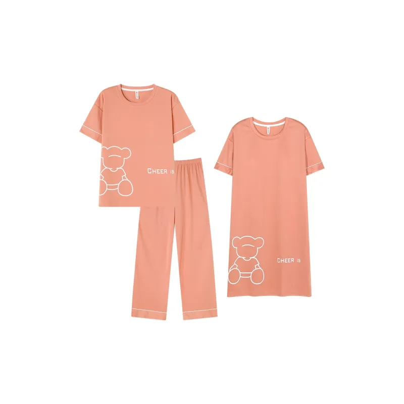 Follow The United States Pajama Set Pad Style Women's Light Orange-0