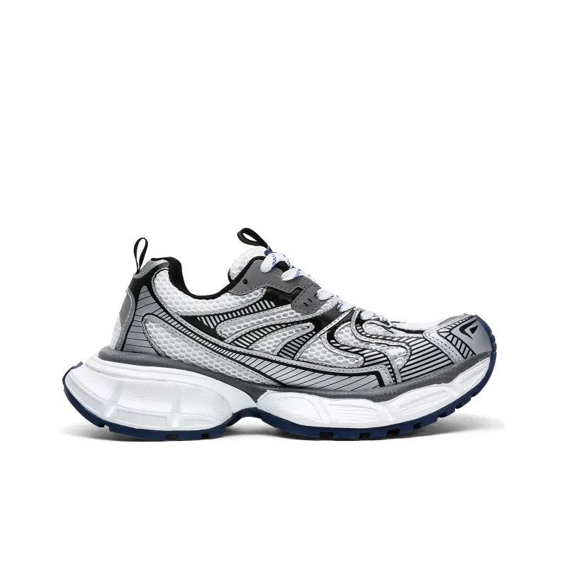 FINEPLAN Cushioning Anti-Slip And Wear-Resistant Low-Top Chunky Sneakers Unisex Silver Blue-1
