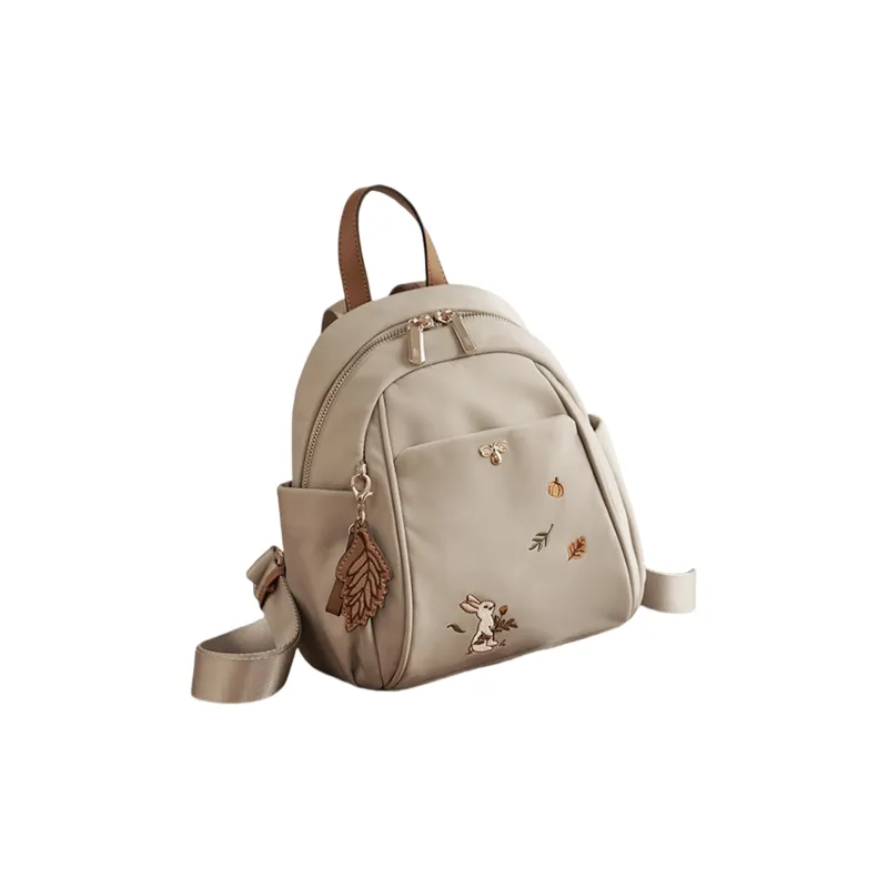 LEFF Fabric Backpack Travel Bag Backpack Small Size Women's Tranquil Blue Milk Tea Apricot-3
