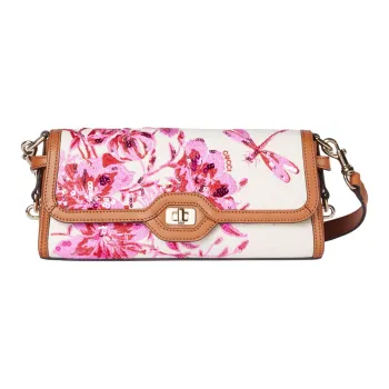 GUCCI Canvas With Leather Trim Handbag Shoulder Bag Women's White & Pink
